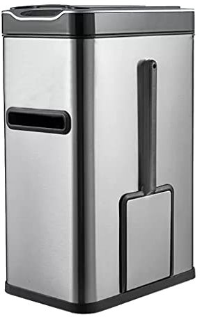 GIZNXBA Papelera Baño 7L Cubo De Basura Automatico con Sensor De Movimiento, Papelera De Acero Inoxidable Sin Contacto con Escobillero Y Caja De Pañuelos (Color : /Silver)