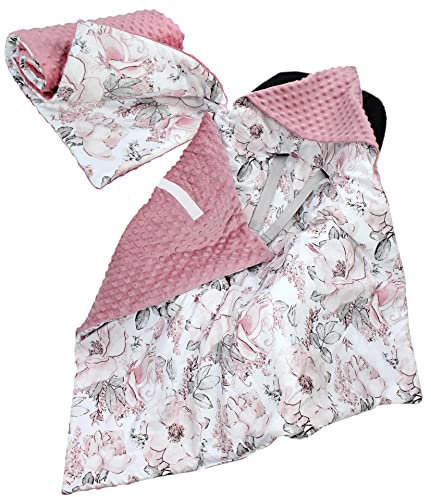 TupTam 2er Set Baby Decken Einschlagdecke 85x85 cm für Autositz Babyschale Babydecke Wiegendecke Minky Baumwolle, Farbe: Rose/Rosa, Größe: Frühling/Sommer - 85 cm x 85 cm