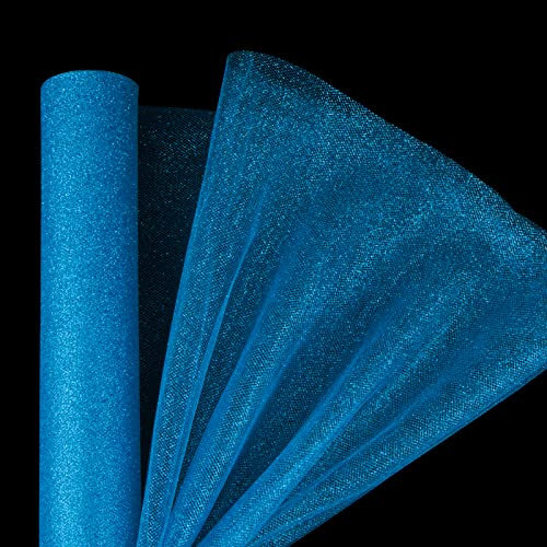 30cm x 9 Meter Tüllstoff Blau mit Glitzerpulver Tüllband Polyester Rollen Tischband Party Tischläufer Weihnachts Dekoband Rolle Dekostoff für Party Geburtstag Hochzeit Weihnachten Festfeier usw.