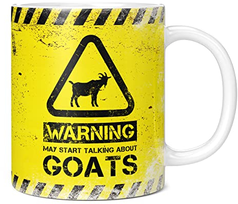 Mug Monster - Mug humoristique avec inscription « Warning May Start Talking About Goats » – Tasse à café en céramique, cadeau pour homme ou femme, grande tasse géante disponible, 325 ml
