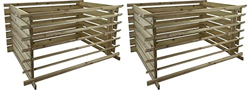 Set of 2 Wooden Slatted Garden Composters (65cm x 120cm)