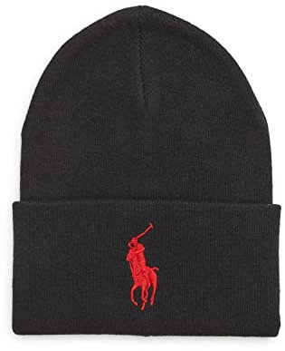 POLO RALPH LAUREN Herren Big Pony Beanie (B(PP0642-001)/R, Einheitsgröße), Schwarz