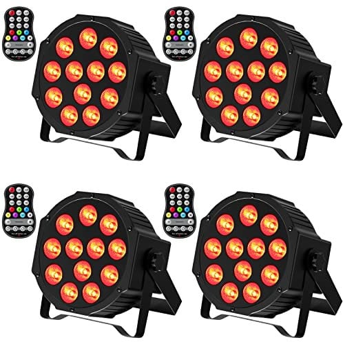 DELIBANG 4 PCS RGBW Par Strahler Akku, Wiederaufladbar 12 LED Bühnenlicht mit Fernbedienung und Timing, LED Par Outdoor Effektstrahler 8CH für Party Bar Bühne Hochzeit Weihnachten