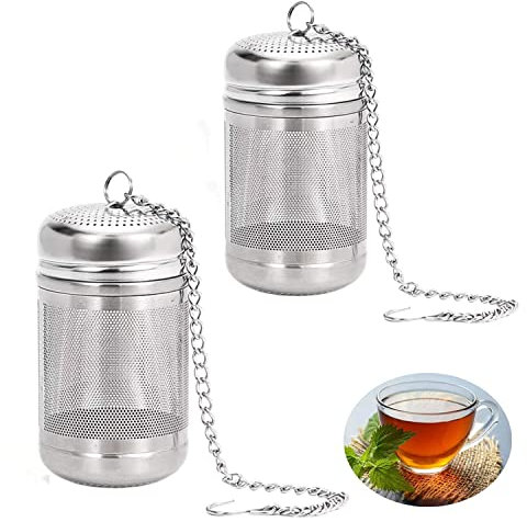 Alihoo Colador de té para té suelto, 2 filtros de té 316, acero inoxidable, colador de té de malla fina para teteras, tazas, botellas de té