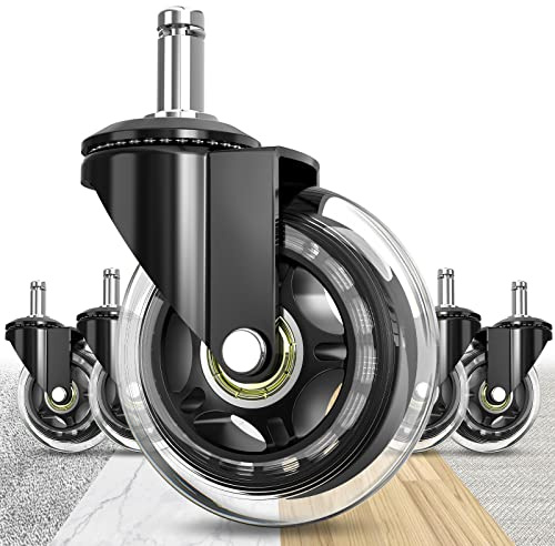 Soontrans Ersatzrollen für Stuhl, Gummi, für Holzboden, Teppiche, 5 Stück, Soontrans Heavy Duty Computer, Stuhl, Caster, nicht kompatibel mit IKEA, Universalgröße