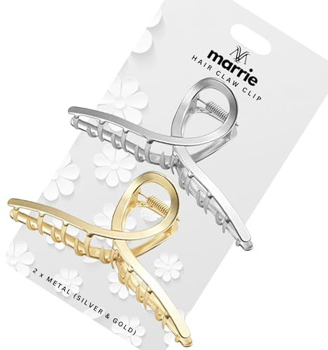 Hair Clips Large Metal Hair Claw Clips Strong Hold Vintage Shark Claw Clips Clamp Hair Accessories for Women Girls Thin Thick Hairs (Gold & Silver)