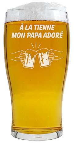 KDO MAGIC - Verre à bière personnalisé - Personnalisable avec un texte - 570 ml - Plusieurs modèles de gravure - Idée cadeau homme, fête des pères, papa, anniversaire (Modèle A la tienne)