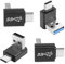 QIANRENON USB3.1 Maschio a USB C Maschio 90° Angolo Adattatore 10Gbps USB3.1 a USB C Retto Angolo Connettore Spina 60W (solo A a C),per Wall Charger Phone Laptop,4Pcs (2 Sopra+2 Sotto)/Curva Positiva