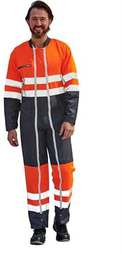 Hurry Jump Combinaison Espace Vert Voirie Mairie Haute visibilite Homme Cote de Travail Haute visibilite en 20471 Gris/Orange T4 : 48/50