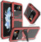 Miimall Coque Métal pour Samsung Galaxy Z Flip 4 Incassable avec Béquille, 360° Antichoc Housse en Aluminium Robuste de Grade Militaire Protection pour Z Flip 4 (Rouge)