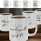 Cepewa Kaffeebecher | 13x9x9cm Emaille Eisen Metall weiß 450 ml | Henkelbecher mit Motive (1 x 4er Set Kaffeetasse Sprüche)