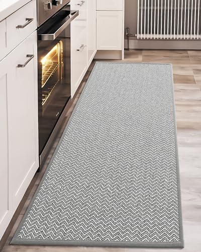 Color&Geometry Alfombra Cocina Lavable Antideslizante, 43.5 x 150 cm Alfombra Moderna Resistente a Las Manchas para Cocina, Comedor, Lavadero y Pasillo, Gris Claro