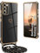 Yutwo Hülle Samsung S20 FE 4G mit Band, Handyhülle Samsung S20 FE 5G mit Band Stoßfeste Handykette Samsung S20 FE mit Herz Love Design Schutzhülle für Samsung Galaxy S20 FE 4G/5G, Schwarz