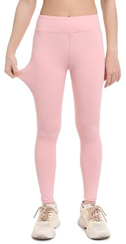Aiseyi Leggings sportivi per bambini, comodi, sportivi, leggings, lunghi, per jogging, allenamento, lezioni di sport, Colore: rosa., 150 cm