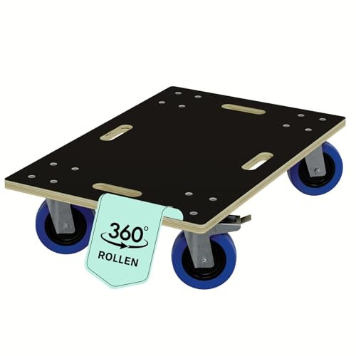HAGO24 Möbelroller mit Bremse in 40x60cm I Schwerlast-Rollbrett bis 800kg I Möbel-Transportroller mit Griffmulden I hochwertiger Rollwagen für Umzug I Stabile Transporthilfe mit Rollen