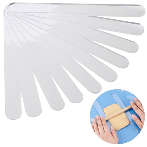 OLYCRAFT 10pcs Polymer Clay Depth Guide Set for Polymer Clay 20x2cm Acrylic Clay Guides Sticks Set 2/3/4/5/6mm Thick Polymer Clay Depth Guide Pottery Tools Mudboard Tools for Pottery Polymer Clay