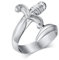 XJruixi Punk Hip Hop Unique Dagger Ring Silver color Stainless Steel Curved Sword Ring Men The League of Gentlemen Jewelry