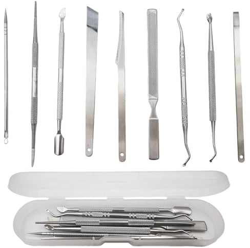 9 Piezas Kit de Herramientas de Pedicura para Uñas Encarnadas,Uñas Encarnadas Levantador Cutícula para Pies,Corrector de Uñas de Acero Inoxidable,Herramientas de Manicura para Cuidado Personal