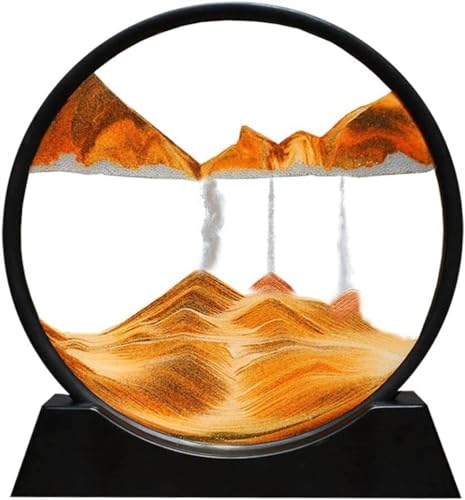 UTTXR Image de Sable en Mouvement, Peinture de Sable Qui coule, Paysage de Sable 3D, Cadre de Sable for décor de Bureau à Domicile 4.18 (Color : Clear Orange, Size : 12 inches)