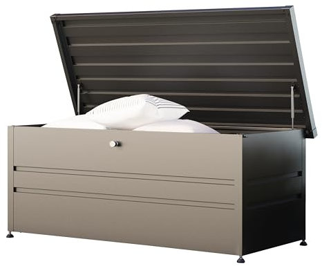 GFP PRIMEYARD® Gartenbox 182x84x72 cm Aufbewahrungsbox Auflagenbox Gartentruhe Metall anthrazit wasserdicht