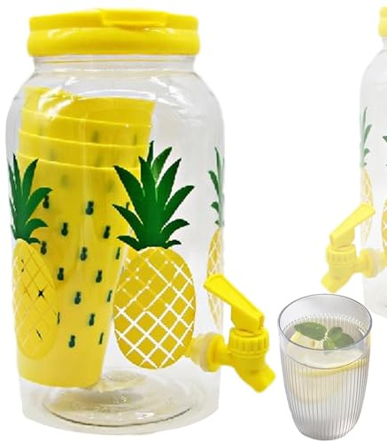 Tuxxjzm Distributeur de boisson avec robinet, bouilloire à eau froide avec robinet | Seau à limonade adapté au réfrigérateur – Pichet d'eau froide de 3,8 l pour boissons – Théière à fruits – Seau à