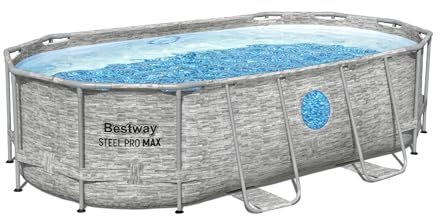 Bestway 14ft Power Steel Above Ground Pool, Round Frame Swimming Pool