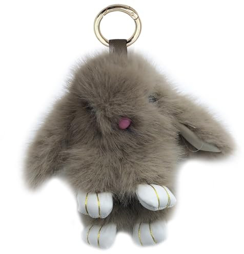 Xsclpomddy Mini Plüsch Hase Schlüsselanhänger Plüsch-Häschen Schlüsselanhänger Pom Poms Taschenanhänger Handtasche Autoschlüssel Dekoration,coffee brown