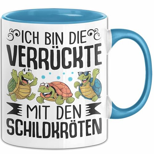 Schildkröten-Liebhaberin Tasse Geschenk Frauen Turtles Ich Bin Die Verrückte Mit Den Schildkröten (Blau)