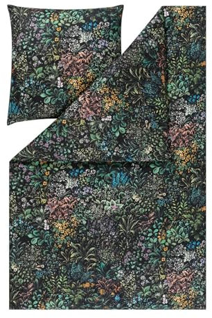 ESTELLA Mako Interlock Jersey Bettwäsche Johanna schwarz 1 Bettbezug 135 x 200 cm + 1 Kissenbezug 80 x 80 cm