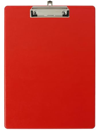 Exacompta - Réf. 19295E - Carton de 10 porte-blocs à pince avec pochette plastique sur le dos - Système d'accroche mural - Dimensions : 23 cm x 32 cm pour document format A4 - Rouge