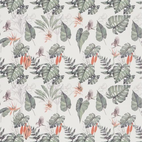 Papel ¡Pintado Autoadhesivo Tropical Verde, 44 x 500cm Selva Papel Tapiz Hojas Pajaros Adhesivo para Muebles, Paredes en Baño, Sala de Estar, Dormitorio, Cocina