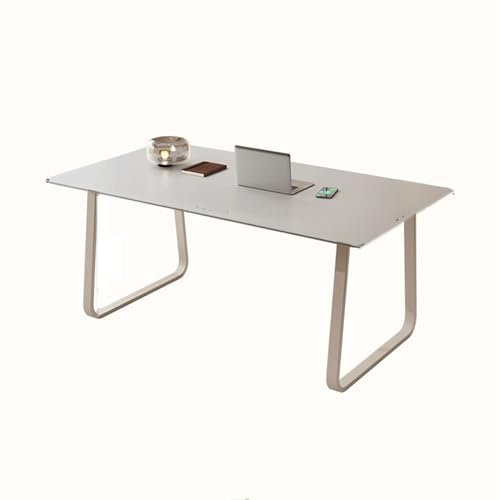 Mesa de Ordenador Escritorio Escritorio de viento color crema for estudiantes, hogar, pequeña placa de roca blanca pura, mesa de Pc, escritorio de oficina, rectángulo Simple moderno Oficina Mesa de Es