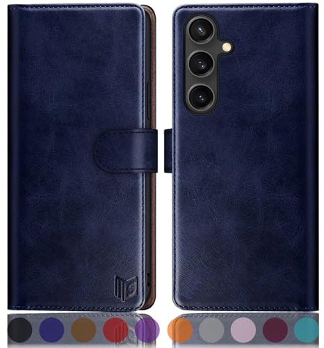 SUANPOT [RFID Schutz für Samsung Galaxy S25 Hülle PU Leder Handyhülle Klapphülle Kartenfach Lederhülle Flip Cover für Samsung S25 Handy hülle Leather Wallet Phone Case Blau