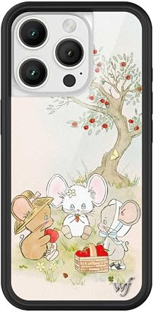 Wildflower Cases - Mice Friends, Compatible with Apple iPhone 16 Pro | Animals Picnic Dainty Aesthetic Cute Trendy - Protective Black Bumper, 4ft Drop Test Certified, Women Owned Small Business