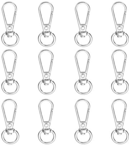 QUARKZMAN 1.6 Schwenk-Karabinerhaken Schlüsselanhänger, 12 Stück Schwenk-Lanyards Trigger Snap Haken Gurt Schlüsselring für Schmuckherstellung DIY Handwerk Zubehör, Silber