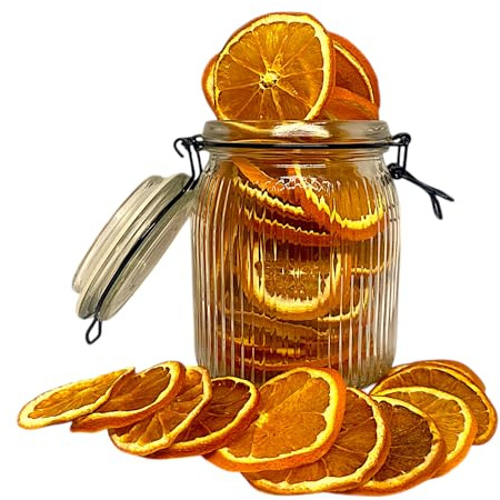100g - Décoration pour Cocktail, Pâtisserie ou Intérieur - Orange Déshydratée/Séchée - Comestible - Bocal à Fermeture Mécanique - Orange Déshydratée - Orange Séchée - Oranges - Décoration Maison.