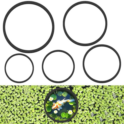 5 Pcs Aquarium Floating Plant Corral Fish Feeding Rings Fish Tank Aquarium Accessories for Keeping Floating Plants in Place(5 Sizes, Black)