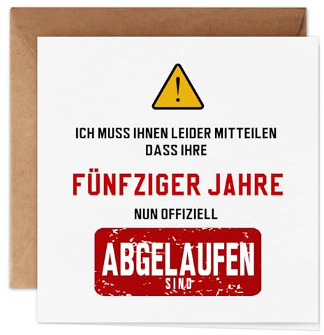 Giftota Lustige Geburtstagskarte 50 Mann Frau(inkl. Kraftpapier Umschlag), Humorvolle Grußkarte mit einzigartigen Designs, Schöne Geschenkkarte für Freunde, Kollegen, Familienmitglieder