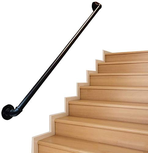 Komplettes Treppengeländer-Set | Indoor/Outdoor Terrassendielen | Geländer & Treppengriff | Schwarzer Garten Balkon Schutzgeländer