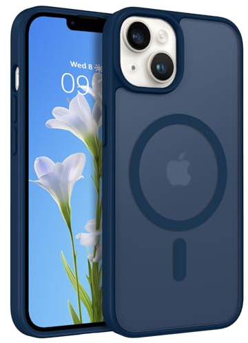ROUMAYMAY für iPhone 12 Mini Hülle, Kompatibel mit MagSafe, Transluzente Matt Rückseite Stoßfeste Extrem Haltbarkeit Case Handyhülle für Magnetisch iPhone 12/13 Mini - Blau