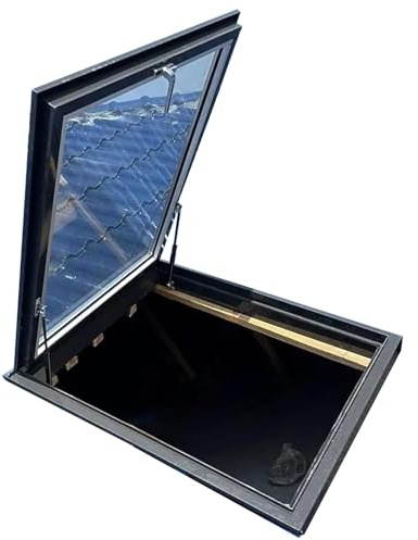 Dachausstiegsluke,Dachausstieg,Dachluke, Ausstieg, Dachwartungsluke, Dachfenster für Schornsteinfeger, Beleuchtung und Lüftung,Kellerabdeckung in Aluminium(60x60cm/23.6x23.6in)