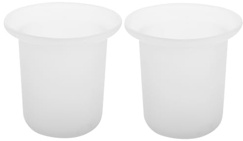 PartyKindom 2 StüCk ToilettenbüRstenhalter Set Mit Frostglasbechern rutschfest Und Leicht Zu Reinigen - Kompakter Badezimmer ZubehöR Halter FüR Hygienische Aufbewahrung Und Saubere ToilettenbüRste