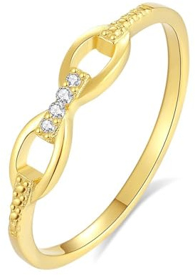 KnSam Echtschmuck Hochzeitsring 14 Karat 585 Gold, Kette Partnerringe mit Diamant, 585 Gold Trauringe, Gr.54 (17.2)