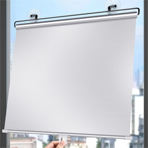 Verdunkelungsrollo Mit Saugnäpfen Silver Sonnenschutz Für Fenster Innen | Einfach Montage Ohne Bohren Blickdichtes Rollo UV-Schutz Thermorollo Für Schlafzimmer Und Wohnzimmer Auto