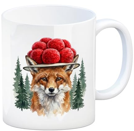 speecheese Kaffeebecher Rotfuchs mit Bollenhut, Schwarzwald Motiv, lustig | Keramik-Tasse mit Fuchs im Schwarzwald, für Büro und Zuhause, 300 ml, 9 cm hoch, spülmaschinenfest, für Kaffeeliebhaber