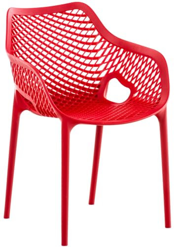 CLP Stuhl Air XL I Stapelbarer Terrassenstuhl I Komfort Und Design I Ideal Für Garten und Balkon I UV Beständig Und Wetterfest, Farbe:rot