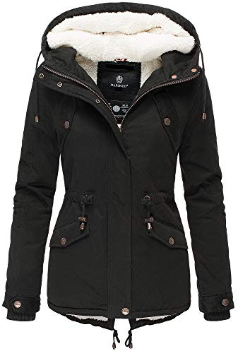 MARIKOO Damen Winter Jacke Stepp Parka Mantel Teddyfell warm gefüttert Manolya XS-XXL