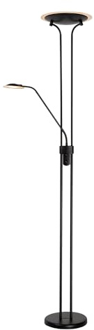 LUCIDE CHAMPION-LED - Stehlampe Mit Leselampe - Ø 30 cm - LED Dim. - 3000K - Schwarz