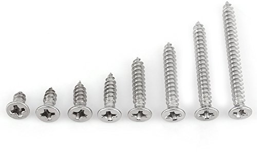 Confezione da 200 pezzi Viti autofilettanti M3 in acciaio inox 304 con grado SS 304 Kit viti a chiodo per viti filettate in legno(Set B)
