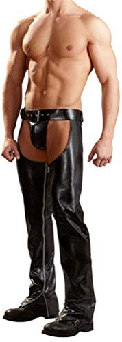 YouYaYaZ Herren Strumpfhosen Wetlook Glanz Lack-Optik Leggings Hosen Unterwäsche Ouvert-Pants (Schwarz,l)